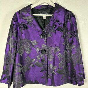Frascara Women's Long Sleeve Floral Blaze Button Down Purple Size 12 Toronto